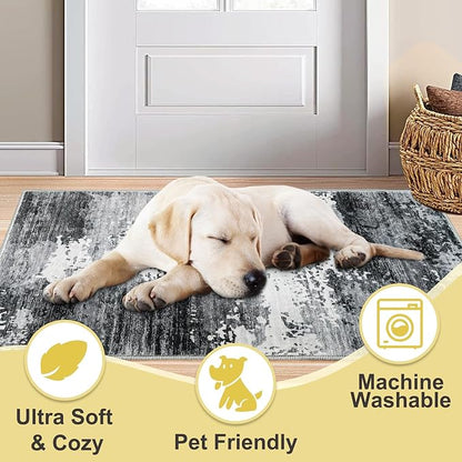 COMSLE Door Mat Soft Absorbent Indoor Front Entryway Rug Machine Washable Entrance Mats for Muddy Paws Non Slip Throw Rugs 20" x 32" Doormat for Inside Foyer Bedroom - Gray