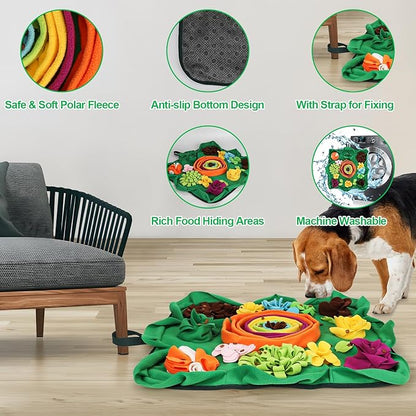 Vextronic Snuffle Mat for Dogs Large Breed Small Medium, 25''x25'' Dog Sniffing Mat, Interactive Puzzle Foraging Mat for Dogs, Dog Slow Feeder Mat, Encourages Natural Foraging Skills for Cats Rabbits