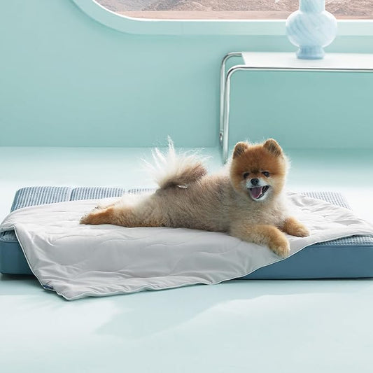 Bedsure Premium Cooling Blanket for Small Dog - Q-MAX>0.5, Breathable Summer Washable Cold Pet Throw Blanket, Soft Durable Self Cooling Cat Mat for Hot Weather, Pearl Grey, 25x35