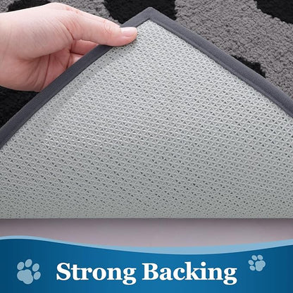 Buganda Dog Door Mat for Muddy Paws, Absorbent Dirt Trapper Washable Indoor Doormats, Non Slip Low-Profile Mud Mat for Dogs, Front Entrance Doormat for Inside Floor (48x30 Inches, Grey)