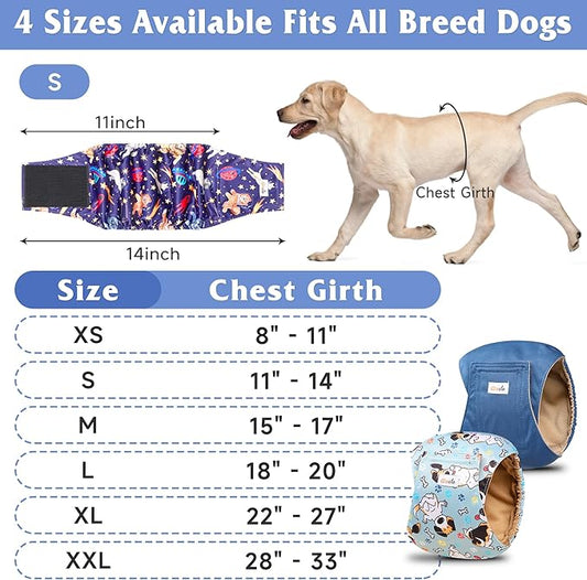 5 Pack Dog Diapers Male Reusable, Premium Belly Bands for Dogs, High Absorbing Male Dog Pee Wraps for Doggie in Incontinence or Excitable Urination and Training Black XL