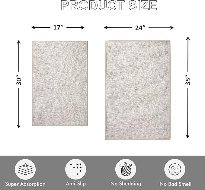 Ultra Thin Indoor Door Mat, Low-Profile Door Mats Indoor Entrance, Non-Slip Natural Rubber Backing Doormat, Washable Entryway Doormats, Fade Resistant Dirt Trapper for Kitchen, 47''x24'',Beige
