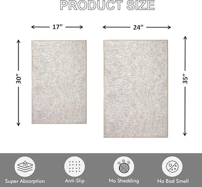 Ultra Thin Indoor Door Mat, Low-Profile Door Mats Indoor Entrance, Non-Slip Natural Rubber Backing Doormat, Washable Entryway Doormats, Fade Resistant Dirt Trapper for Kitchen, 47''x24'',Beige