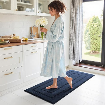 GRANNY SAYS Kitchen Mats for Floor Resist Dirt Kitchen Rugs Non Slip Washable, Long Rug Runner for Sink Laundry Thick Durable Polypropylene Comfort Standing, 47" x 20", Deep Blue
