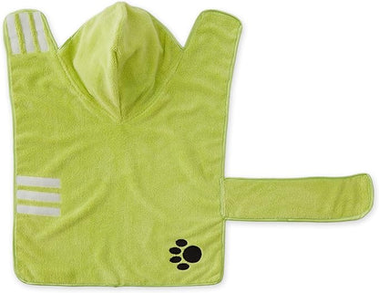 Bone Dry Pet Robe Collection, Embroidered Absorbent Microfiber Bath Robe with Adjustable Closure, for Dogs & Cats, Medium, Lettuce Green