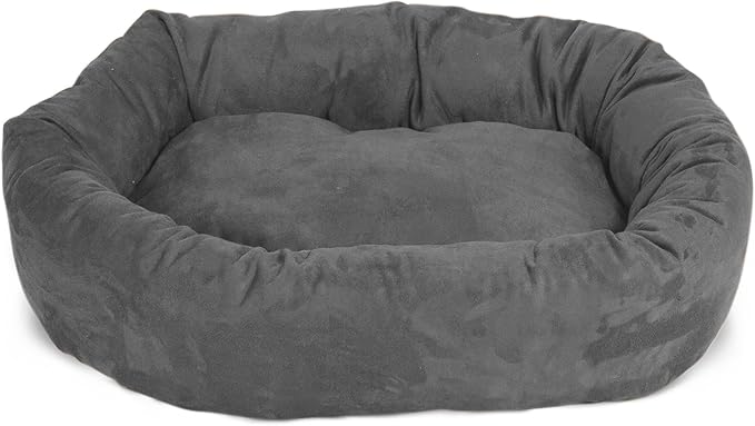 Majestic Pet 40 Inch Large Washable Dog Bed, Orthopedic Donut Cuddle Furniture for Big Dogs, Soft and Cozy Faux Suede Calming Pet Crate Pad & Mat, Fluffy Pet Bed - Gray