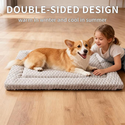 Dog Bed Mat,Reversible & Ultra Soft Kennel Pad-Machine Washable Pet Bed for Dogs & Cats-All-Weather Crate Liner for Crates,Carriers & Travel (Light Gray, 30" L x 20" W x 1.5" Th)