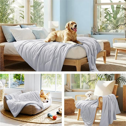 Luciphia Premium Cooling Dog Blanket Washable Q-MAX>0.5 Small Medium Large Pet Mat Puppy Cat Self-Cooling Soft Breathable Calming Throw for Sofa Crate Bed (Light Grey,25x35 inches)
