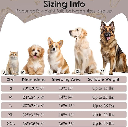 28in Large Dog Bed, Medium Size Dog and Cats, Calming Donut Bed for Puppy and Kitten, Washable Round Fluffy Pet Bed (Brown)