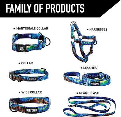 Wolfgang Heavy Duty, Adjustable Dog Collar with Quick Release Nylon Buckle for Walking & Training, StarryWolf Print, Large