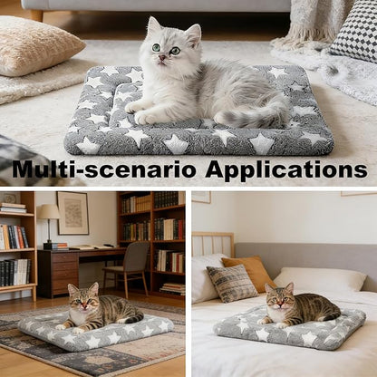 Dog Bed Mat - Soft and Comfortable Dog Kennel Cat Bed, Washable Dog Bed or Cat Bed, Suitable for Dog Crate Ped, Cat Cage BedGray, 18" L x 14" W x 1.5" Th