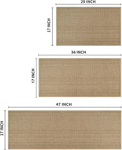 Artoid Mode Washable Non Slip Kitchen Rugs and Mats Set of 3, Rubber Backing Absorbent Kitchen Mats for Floor Front of Sink - 17"x29"+17"x36"+17"x47"