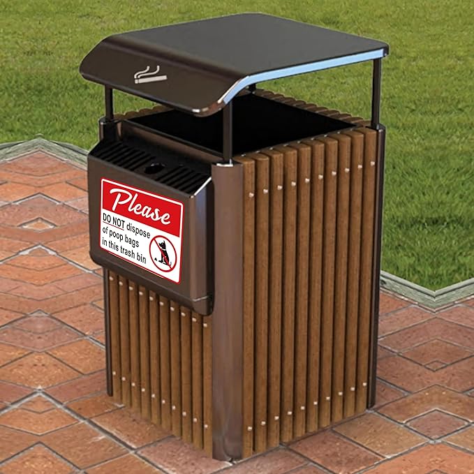 2PCS Please Do Not Dispose Poop Bags in This Trash Bin Stickers, Self-Adhesive Weatherproof Do not Throw Dog Poop Bag in The Trash Sign, Trash Can Stickers for Home，Yard，Restaurant（8" x 6"）
