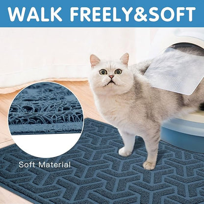 UPSKY Cat Litter Mat, Litter Trapping Mat Soft on Kitty Paws, Large Litter Box Mat 35" x 24" Scatter Control for Indoor Cats Waterproof and Extra Large Pretty Litters Carpet