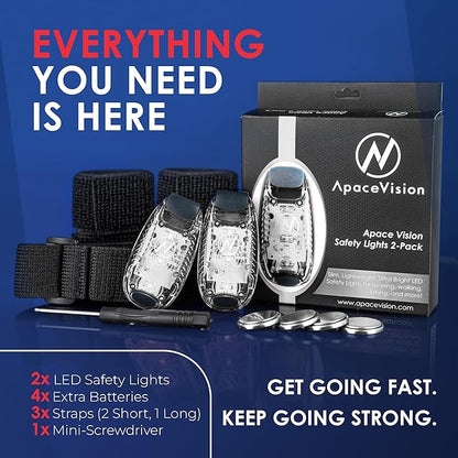 LED Safety Light (2 Pack) - Clip On Strobe/Running Lights for Runners, Dog, Bike, Walking, Boat, Kayak, Stroller and More - High Visibility Accessories for Your Reflective Gear, Bicycle