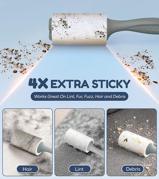 4X Extra Sticky Lint Roller for Pet Hair, Lint Rollers 315 Sheets Mega Value Set, Pet Hair Remover with 3 Upgraded Handle 3 Rollers, Portable Lint Remover for Clothes, Furniture, Dog & Cat Hair