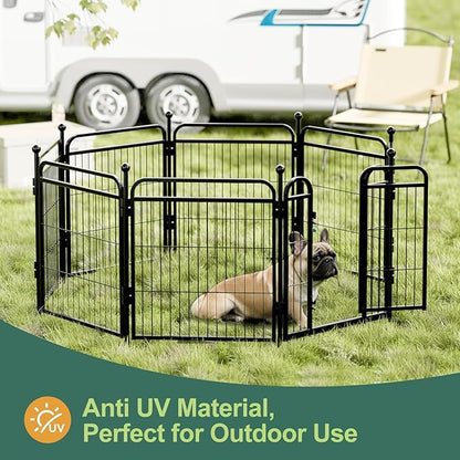 Gardner Pet Dog Playpens, 32" H 8 Panels Dog Pen Outdoor/Indoor Dog Fence Exercise Pen for Small/Medium/Large Dogs, Foldable Pet Play Yard Gate with Gravity Automatic Lock, Pet Playpen, Black