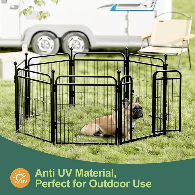 Gardner Pet Dog Playpens, 40" H 8 Panels Dog Pen Outdoor/Indoor Dog Fence Exercise Pen for Small/Medium/Large Dogs, Foldable Pet Play Yard Gate with Gravity Automatic Lock, Pet Playpen, Black