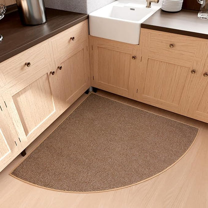 Fan Shaped Kitchen Mat 1 PCS, Cushioned Non Slip Rugs for Kitchen Floor, Absorbent Runner Comfort Standing Mats Washable for Kitchen, Office, Home (Brown, Radius 47")