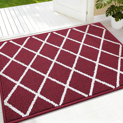 Finchitty Indoor Door Mat, Dirt Resistant and Absorbent, Low-Profile, Non-Slip, Washable Inside Floor Mats for Front Door, Back, and Entrance, 36" x 24", Burgundy