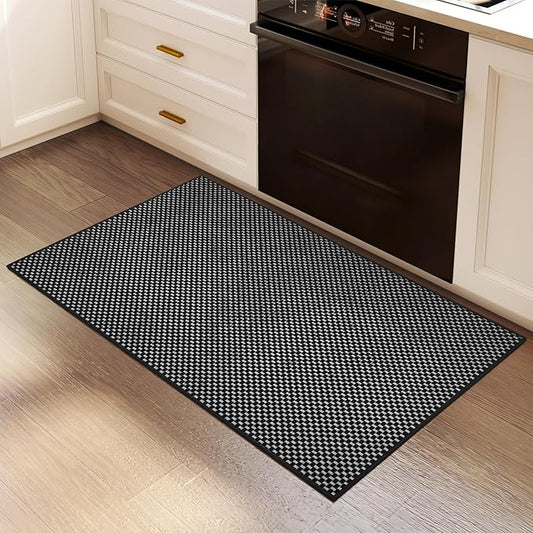 2x3 ft Indoor Door Mat Entryway Rug Non Slip Boho Woven Washable Small Area Rugs Runner, Front Entry Rug Entrance Doormat for Hall Porch Bathroom Kitchen Bedroom, Easy Clean, Black 24"x36"