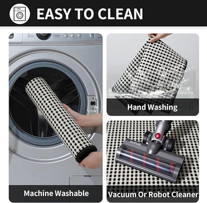 Large Kitchen Runner Rugs Long Kitchen Mat Non Slip Washable, Super Absorbent Soft Chenille Braided Kitchen Mats for Floor, Rubber Backing Kitchen Sink Standing Mat, Easy Clean, Black 36"x71"