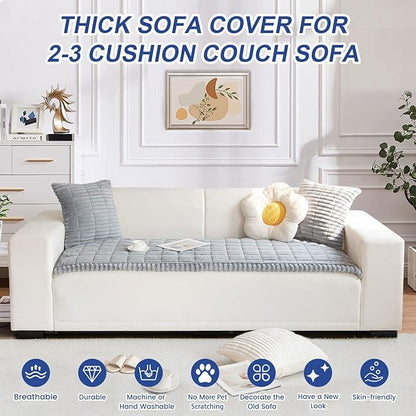 LiveGo Pet Couch Cover Dogs Washable Non-Slip Couch Protector Pet Friendly Dog Mat for Couches and Sofas (Light Gray, 70x180 cm/27.6x70.9 in)