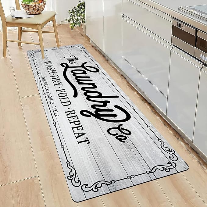 Pauwer Farmhouse Kitchen Rug, 20"X48", Beige, Non Slip, Washable, Machine Made