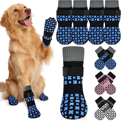 Non-Slip Dog Socks for Hardwood Floors Anti Slip Double-Sided Grippy Socks for Senior Dogs to Prevent Licking Paws, Scratching & Hot Pavement Premium Dog Paw Protector with Grippers Black XXL