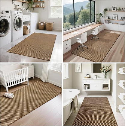 2x3 ft Indoor Door Mat Entryway Rug Non Slip Boho Woven Washable Small Area Rugs Runner, Front Entry Rug Entrance Doormat for Hall Porch Bathroom Kitchen Bedroom, Dark Brown/Coffee 24"x36"