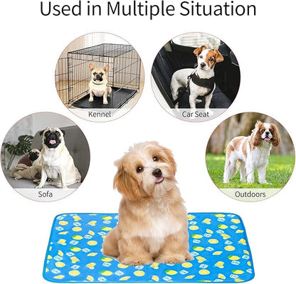 NACOCO Summer Pet Cooling Mat - Cat Dog Cushion Pad Sleeping Cool Lemon Comfortable Soft for Pets Kids and Adults (Dark Blue Lemon, S)