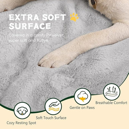 Washable Dog Bed for Crate, Ultra Soft Plush Dog Crate Pad for Medium to Large Dogs, Non Slip Cushion for Metal Crates, Indoor or Travel, 36 x 23 Inch, Gray