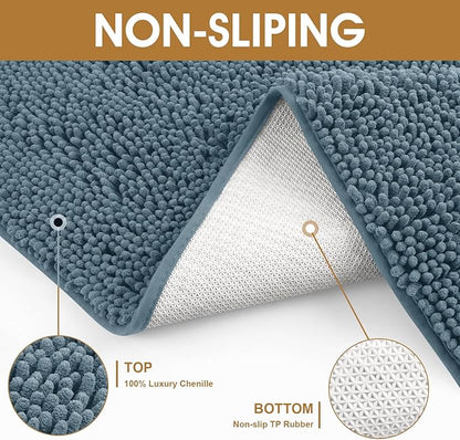IM HOME Large Dog Door Mats for Muddy Paws, 48" x 30" Chenille Absorbent Mud Mat for Dogs, Non Slip Heavy Dog Rugs for Muddy Paws, Soft Indoor Door Mat for Entryway, Mud Paw, Inside Floor, Dusty Blue