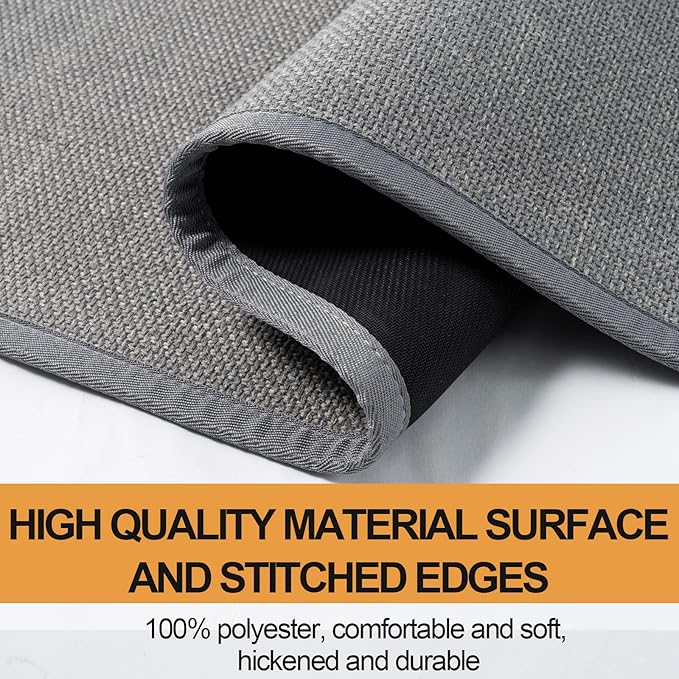 Kitchen Mat 1 PCS, Cushioned Non Slip Rugs for Kitchen Floor, Absorbent Runner Comfort Standing Mats Washable for Kitchen, Office, Home (Grey, 17.3"x47")