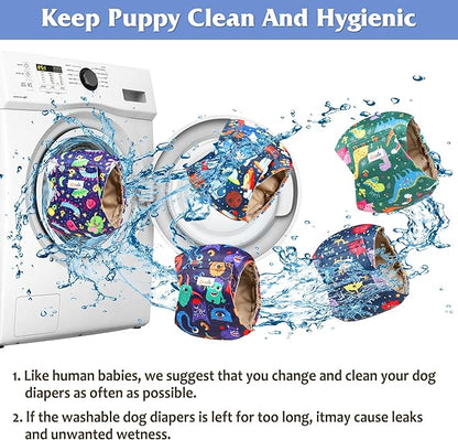 5 Pack Male Dog Diapers, Reusable Belly Bands for Male Dogs, High Absorbing, Small Size, Monster Color