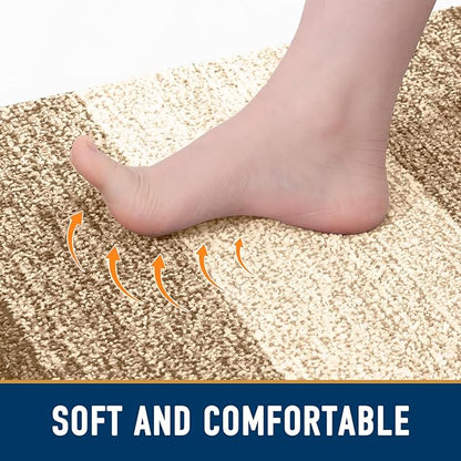 Smiry Dog Door Mat for Muddy Paws, Absorbs Moisture and Dirt, Low-Profile Entryway Mat with Non-Slip Backing, Entry Indoor Outdoor Doormat for Inside Floor (59x35 Inches, Camel, Striped)