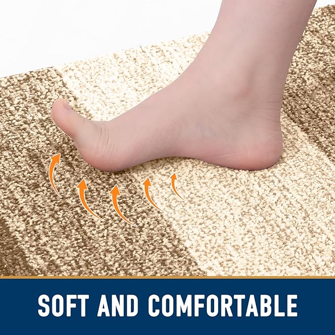Smiry Dog Door Mat for Muddy Paws, Absorbs Moisture and Dirt, Low-Profile Entryway Mat with Non-Slip Backing, Entry Indoor Outdoor Doormat for Inside Floor (48x32 Inches, Camel, Striped)