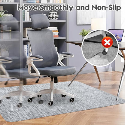 Sycoodeal Office Chair Mat for Hardwood & Tile Floor,Computer Gaming Chair Mat for Rolling Chairs Non-Curve, Anti-Slip, Heavy Duty Floor Protector for Home Office,Grey (40" x 48")