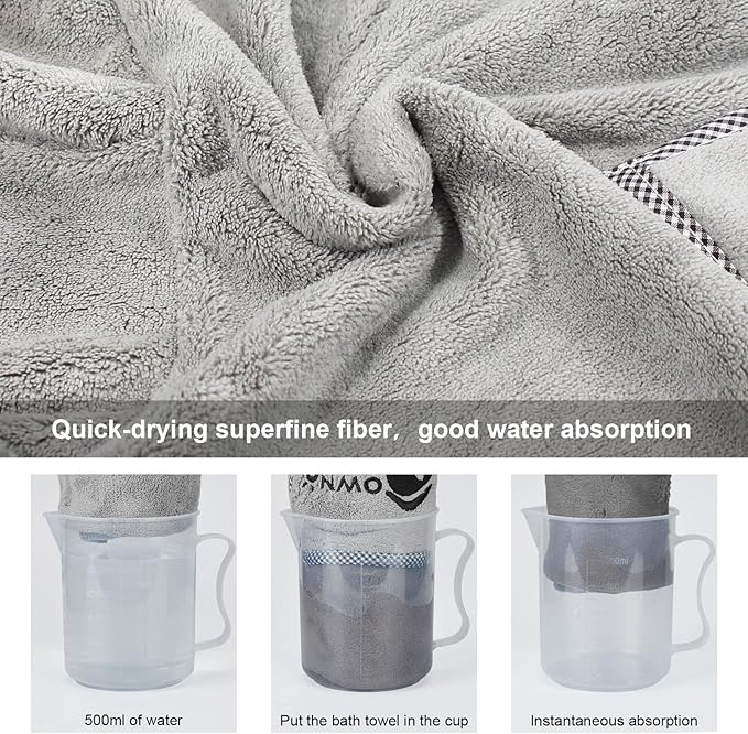 Ownpets Dog Bathrobe Towel, Super Absorbent Soft Dog Drying Coat with Cap & Pocket for Bathing & Beach Trips, Fast Drying & Machine-Washable for Small, Medium & Large Dogs (XS)
