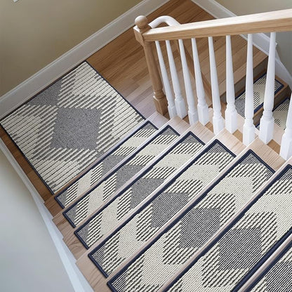 PADOOR 7PC Stair-Treads Non Slip, 3D Peel and Stick Stair Treads for Wooden Steps Indoor, Stair-Carpet Treads Washable Reusable Adhesive Stair-Runner Rugs for Kids and Dogs 8"x30" Blue