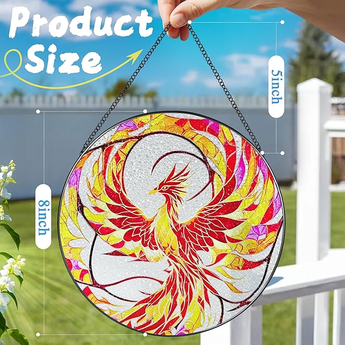 Stained Glass Window Hanging, Stained Glass Suncatcher, Phoenix Sun Catcher, Window Decor, Phoenix Gift, Gifts for Mothers Day, Christmas or Birthday Gift, Gifts for Her Mom Grandmother Daughter