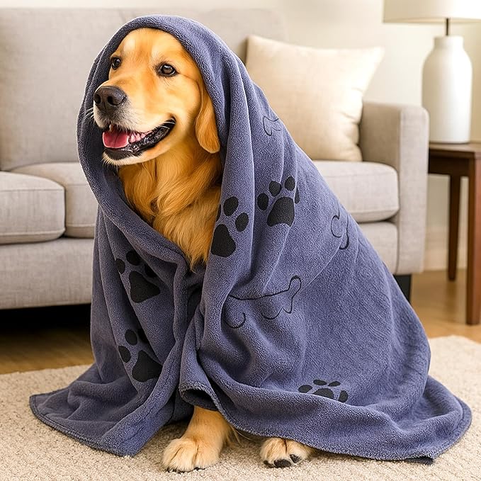 5PCS Microfiber Dog Towels for Drying Dog, 39'' X 23.6'' Pet Towel, Super Absorbent and Soft Pet Grooming Dogs Paw Towel, Fast-Drying Towels Shower Bath Supplies for Large Medium Small Dogs
