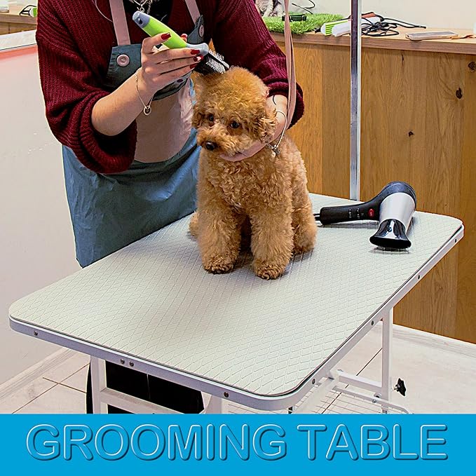 Seagull Multipurpose Foam Rubber Pet Grooming Table Mat 24 x 36 Inch Dog Grooming Mat for Table Cat Grooming Mat Dog Bath Mat Pet Vet Mat Non Slip Soft Waterproof Light Grey