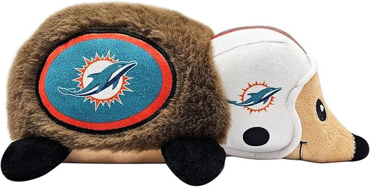 NFL Miami Dolphins Plush Hedgehog Toy for Dogs & Cats, Cool Soft Pet Toy for Fun and Interactive Play, Dog Chew Toy with Squeaker, Licensed Hot Pet Toy