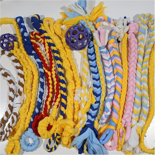 Baba&Nana Braided Fleece Dog Tug Toy, Assorted Colors Dog Rope Toy with Ball, Interactive Tug of War Dog Toy for Large & Medium & Agility Dogs 1PC - Ship a Random Style (Surprise Me!)