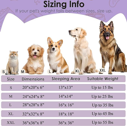 28in Large Dog Bed, Medium Size Dog and Cats, Calming Donut Bed for Puppy and Kitten, Washable Round Fluffy Pet Bed (Purple)