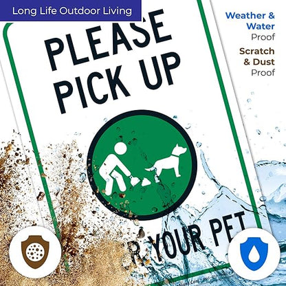 Clean Up After Your Dog Sign, Please Pick Up After Your Pet Sign, 10x7 Inches, 4 Mil Vinyl Decal Stickers Weather Resistant, Made in USA