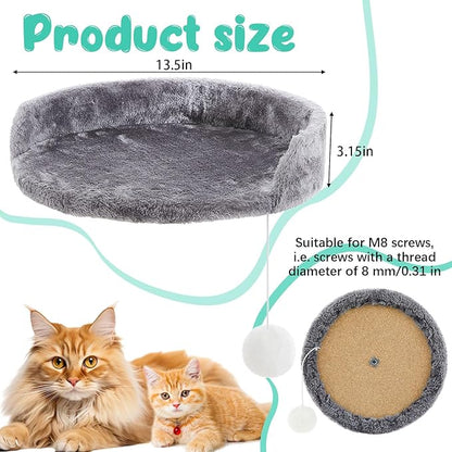 Dansydaisy 2 Pcs 13.39 Inches Semi Edged Cat Tree Replacement Parts Cat Tree Tower Accessories with Hanging Elastic Strings Pom Pom Toys and M8 Screw for Platform Perch Shelves(Gray)