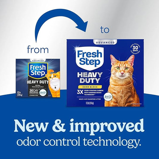 Fresh Step Heavy Duty Odor Block Advanced Multi Cat Clumping Litter with Febreze, 17.5 lb (Package May Vary)