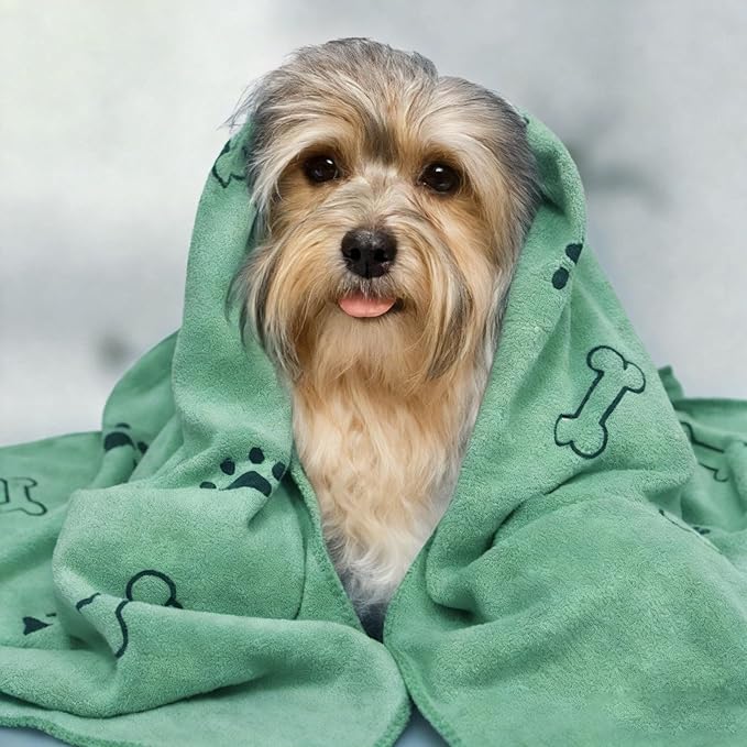 Dog Towels for Drying Dogs Bulk 20 x 40 Inch Quick Drying Pet Bath Towels Colorful Pet Grooming Towel Absorbent Microfiber Towel for Small Medium Large Dog Puppy Cat (Teal, 30)